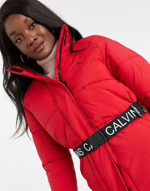 Жіноча куртка пуховик calvin klein jeans waisted logo puffer