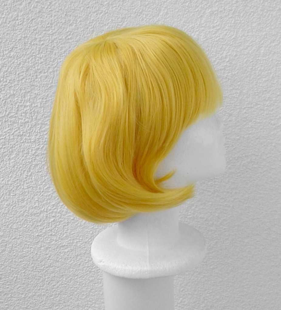 He-man Heman Krótka żółta bob peruka z prostą grzywką cosplay wig