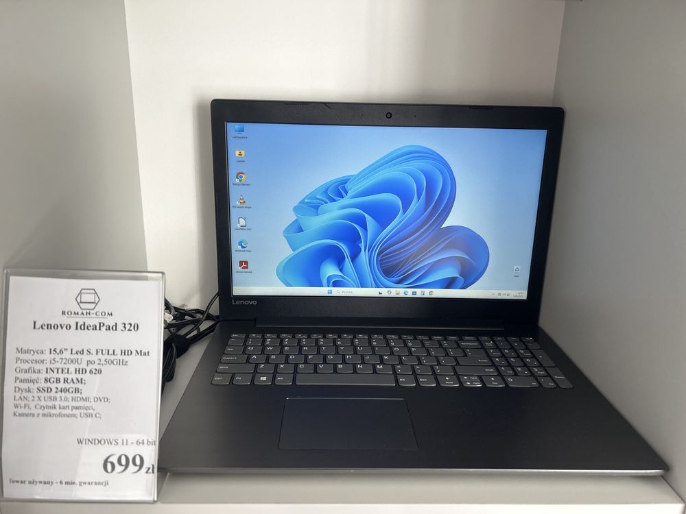 Laptop Lenovo IdeaPad 320/SSD 240GB/DDR4-8GB/i5-7200 2,5GHz/M.15,6"/11