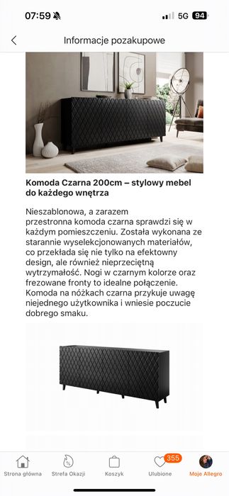 Meble do salonu czarny mat.