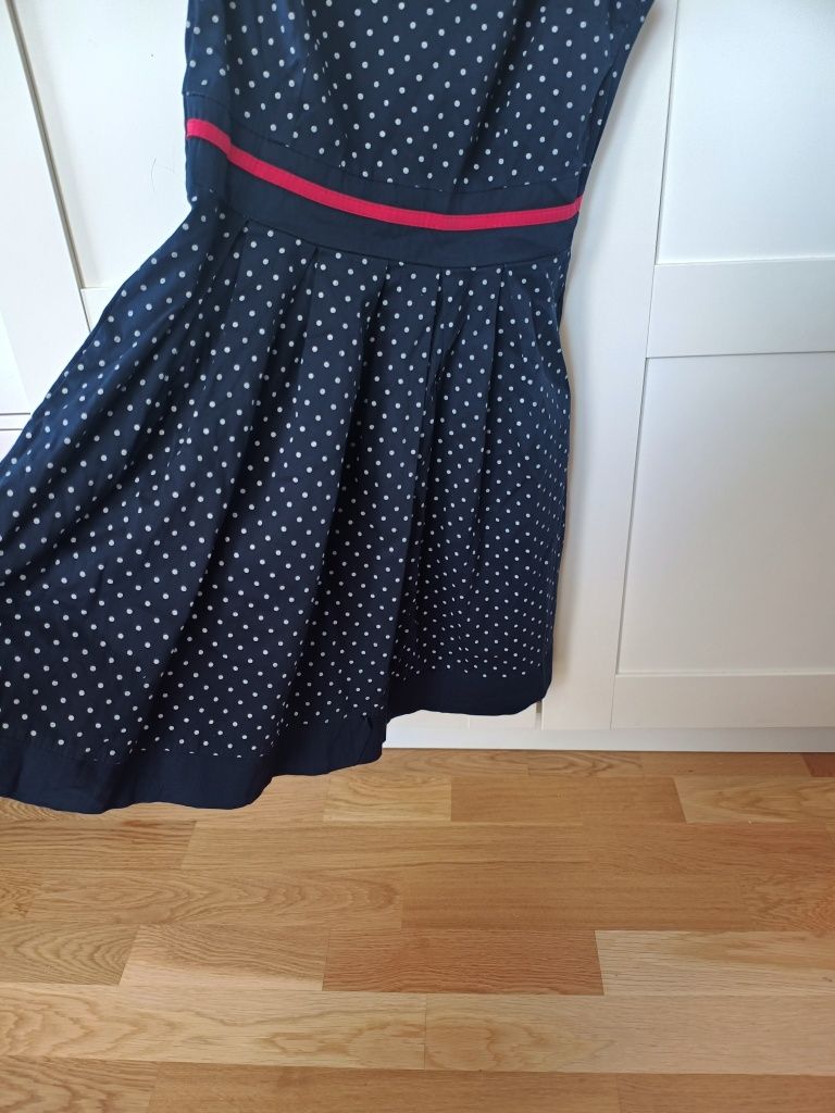 Sukienka granatowa w białe kropki S/M