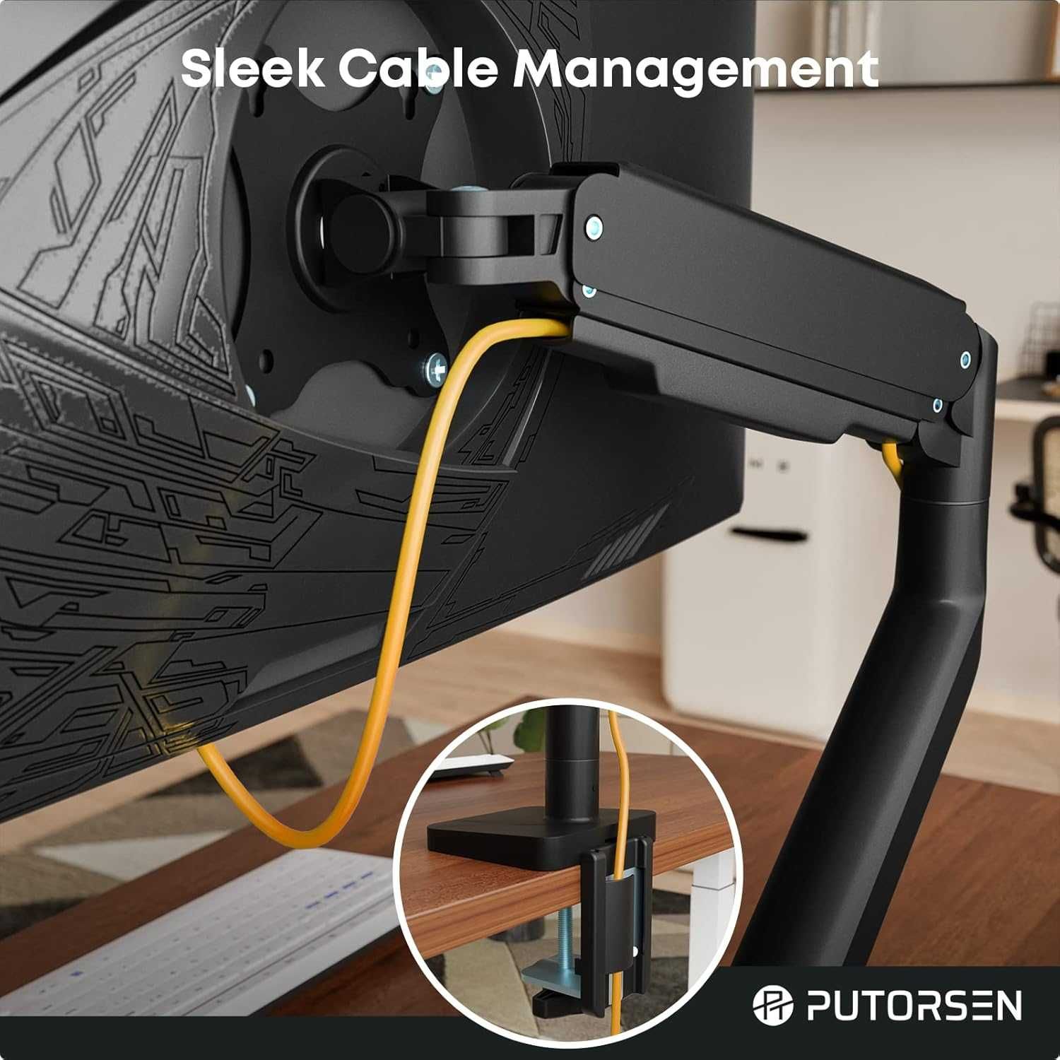 Ultrawide Uchwyt biurkowy z pojedynczym ramieniem monitora,