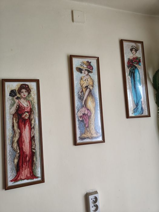 Ręcznie haftowane obrazki różnej wielkości haft krzyżykowy