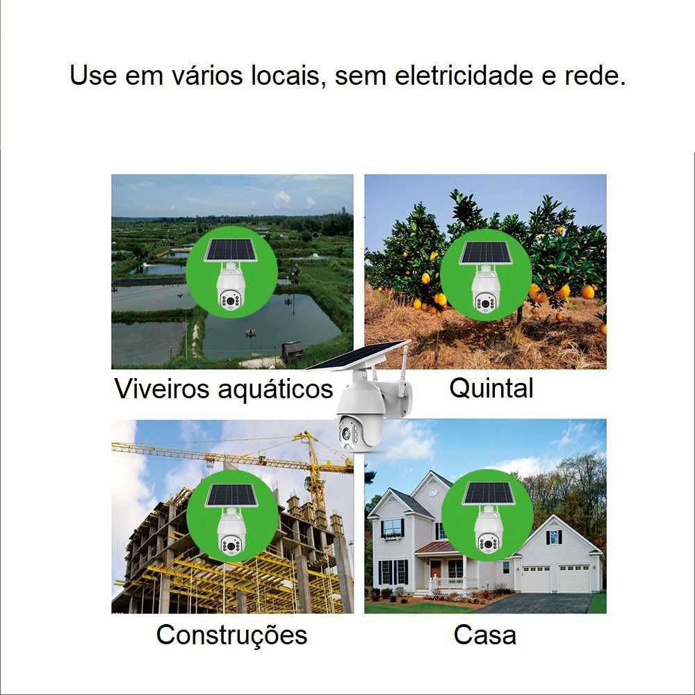 Câmara Vídeo Vigilância Rotativa Solar • 2MP 1080p • Sem Fios • WIFI