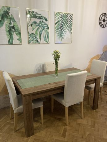 Stół rozkładany GENT 160/200/240x90 Black Red White + 4 krzesla ikea