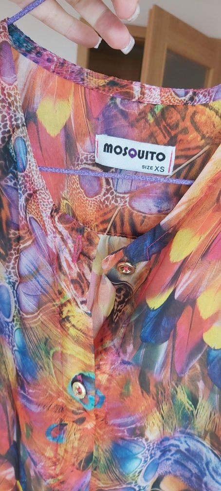 Bluzka koszula mosquito multukolor pióra pawia guziki