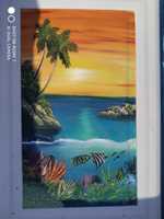 2 Плитки морской пейзаж декор роспись ручная. Мексика.