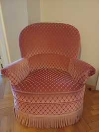 Fotel piękny stylowy retro róż różowy aksamit do negocjacji