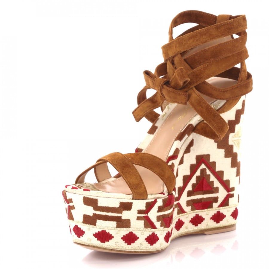 Sandały Gianvito Rossi Cheyenne Wedge Sued 37,5