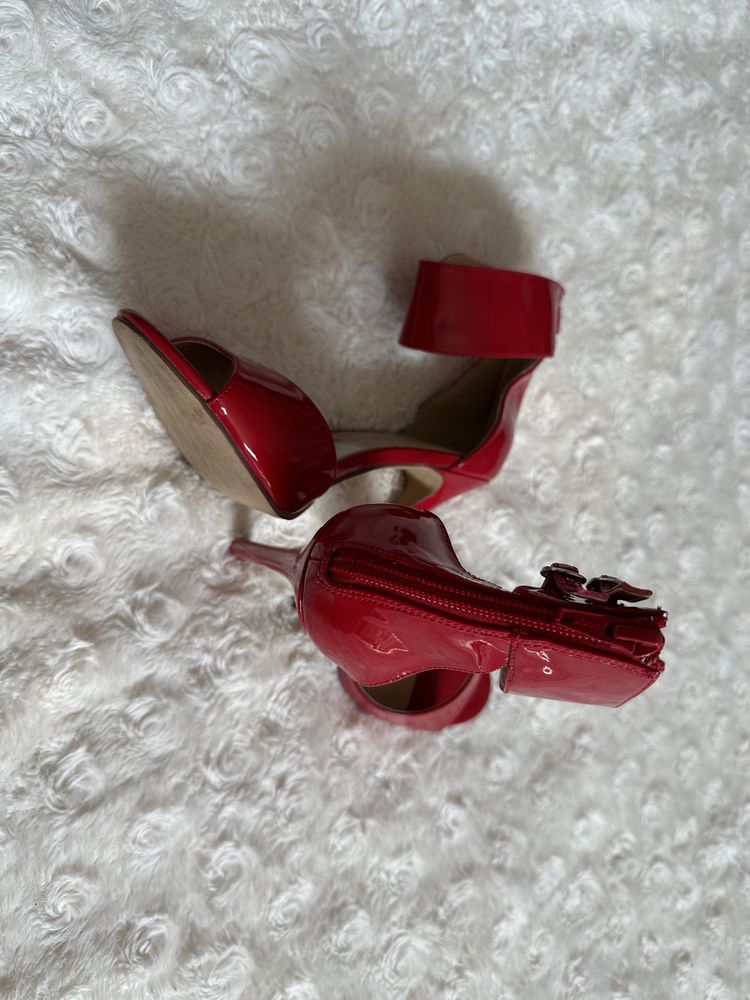 Nowe czerwone buty na obcasie szpilki sandały damskie 38