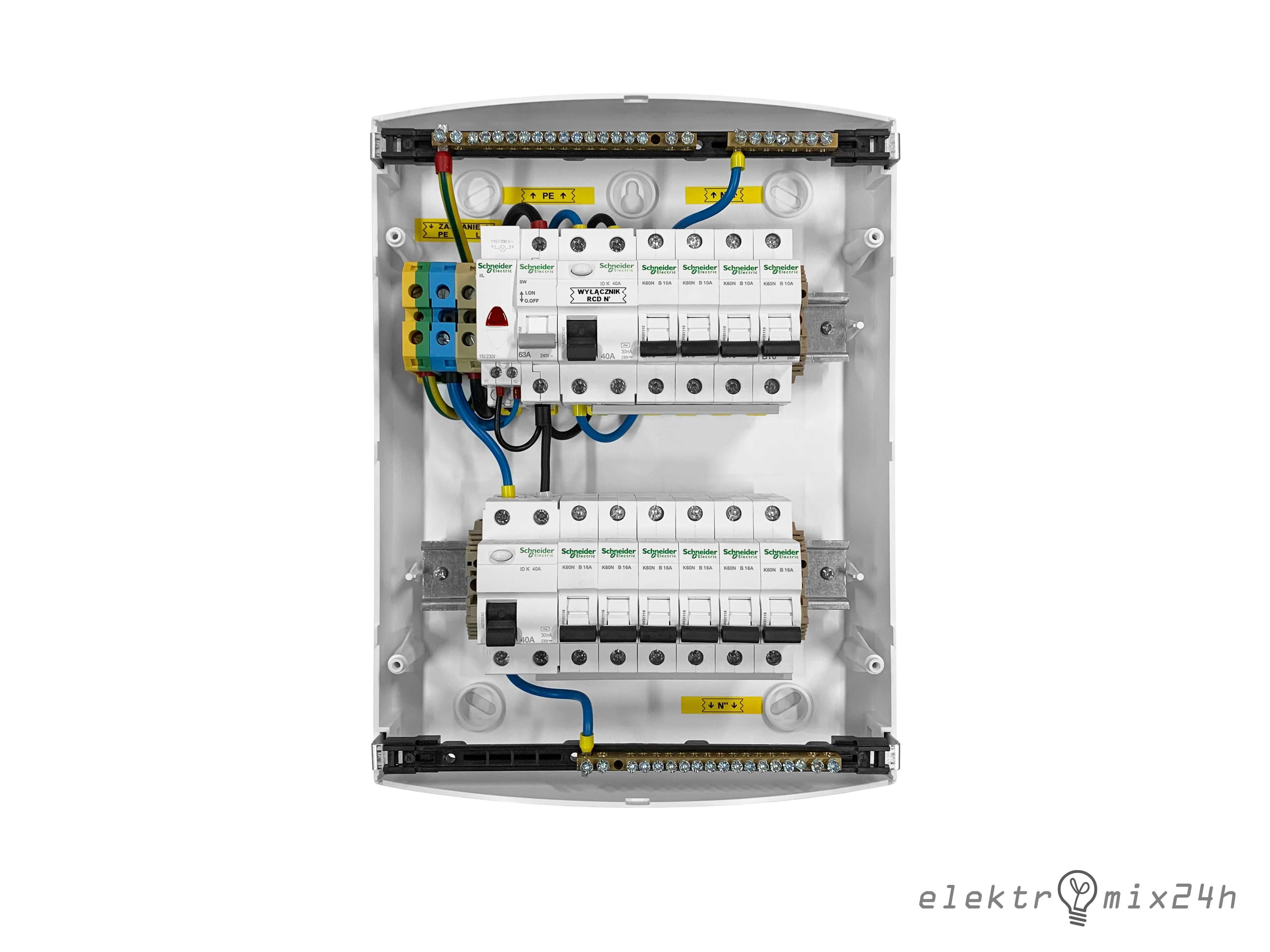 Rozdzielnica elektryczna natynkowa z zabezpieczeniami 2x12 modułów