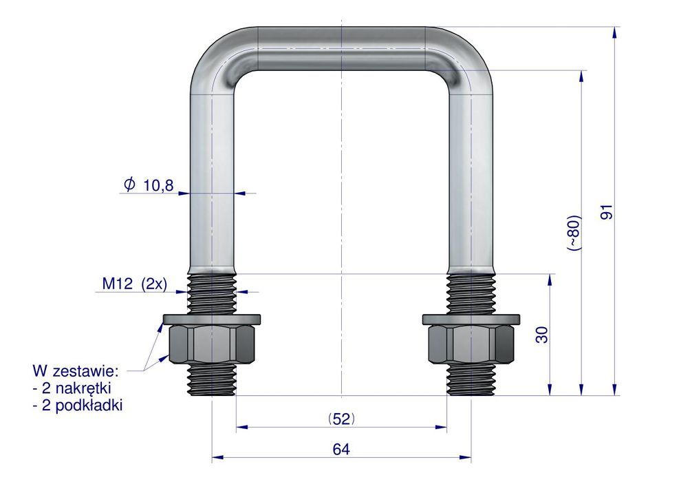 Jarzmo, Cybant, M12 52x80, Waryński Nowe Solidne