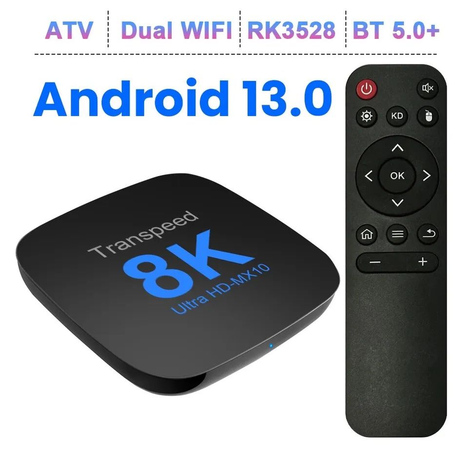 Transpeed 8K Ultra HD-MX10  4/32 gb Смарт тв приставка  rk 3528 androi