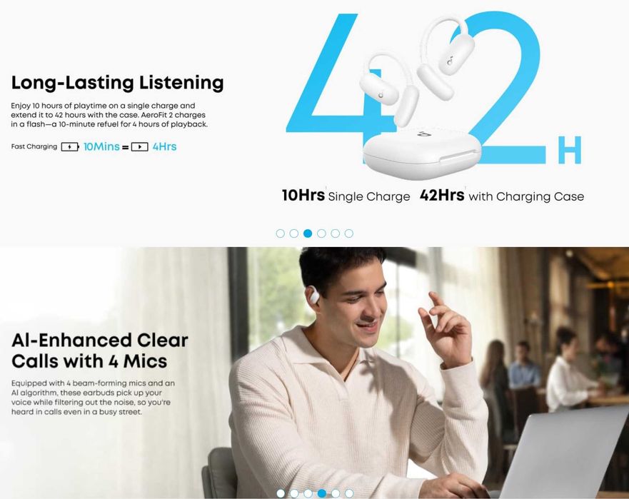 Навушники Anker Soundcore AeroFit 2 Hi-Res Audio LDAC White/Black