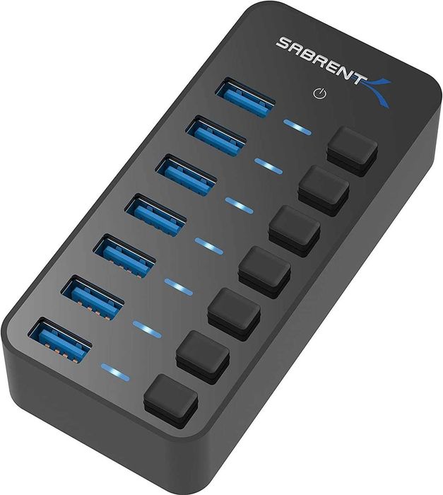 SABRENT Koncentrator USB Zasilany, Stacja Dokująca 3.2 z 7 Portami