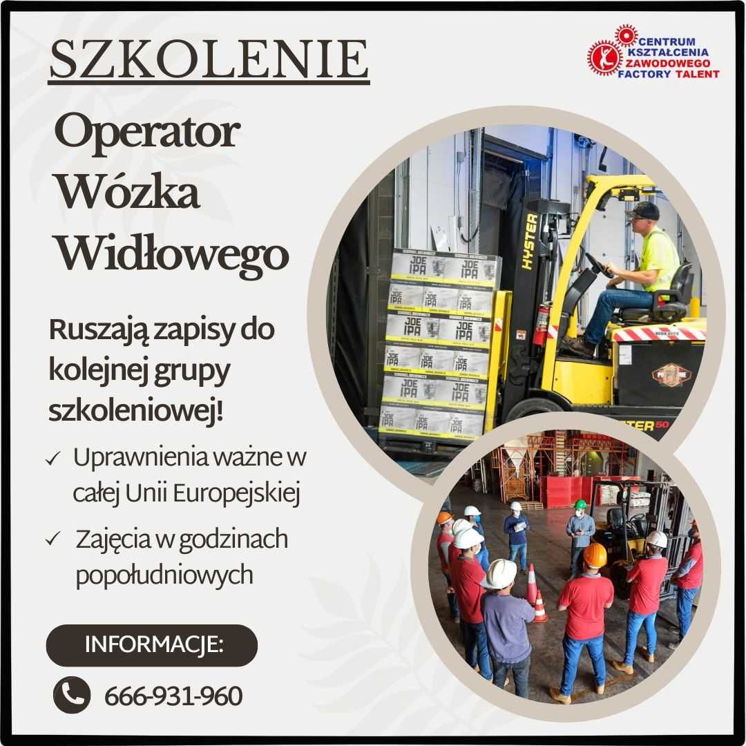 KURS OperatorWózkaWidłowego,Suwnice,ADR,Elektryk1 kW w Starachowicach