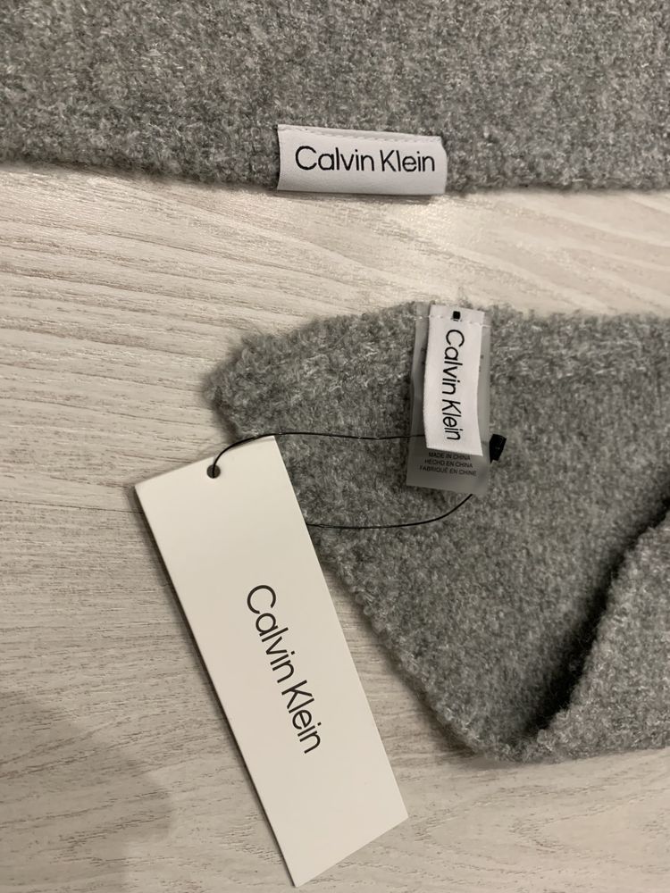 Szary gruby szalik Calvin Klein oryginalny nowy z metkami na prezent