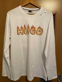 Koszulka z dlugim rękawem longsleeve biala męski M/L HUGO +Gratis BOSS