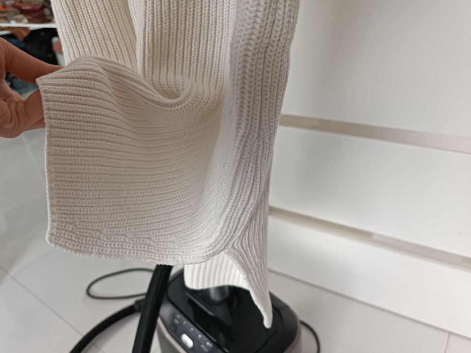 Długi sweter biały h&M M 38 10 jesień zima Ala sukienka