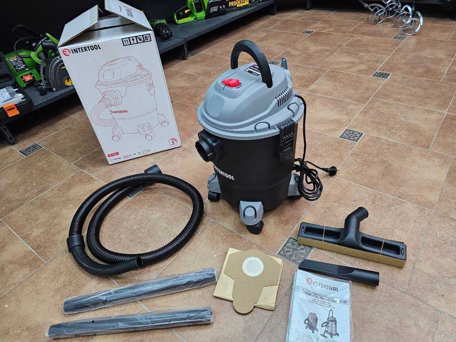 Якісний Будівельний Пилосос INTERTOOL  1.2 кВт, бак 20 л, Сухе/Вологе