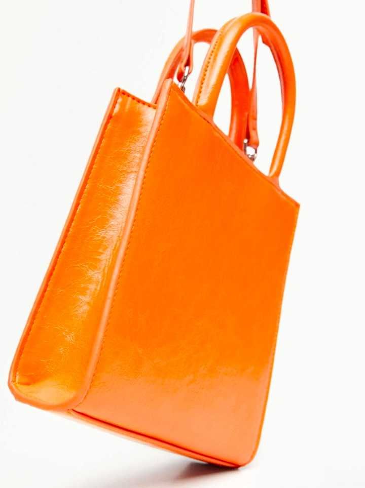 Mango mini torebka lakierowana pomarańczowa listonoszka crossbody