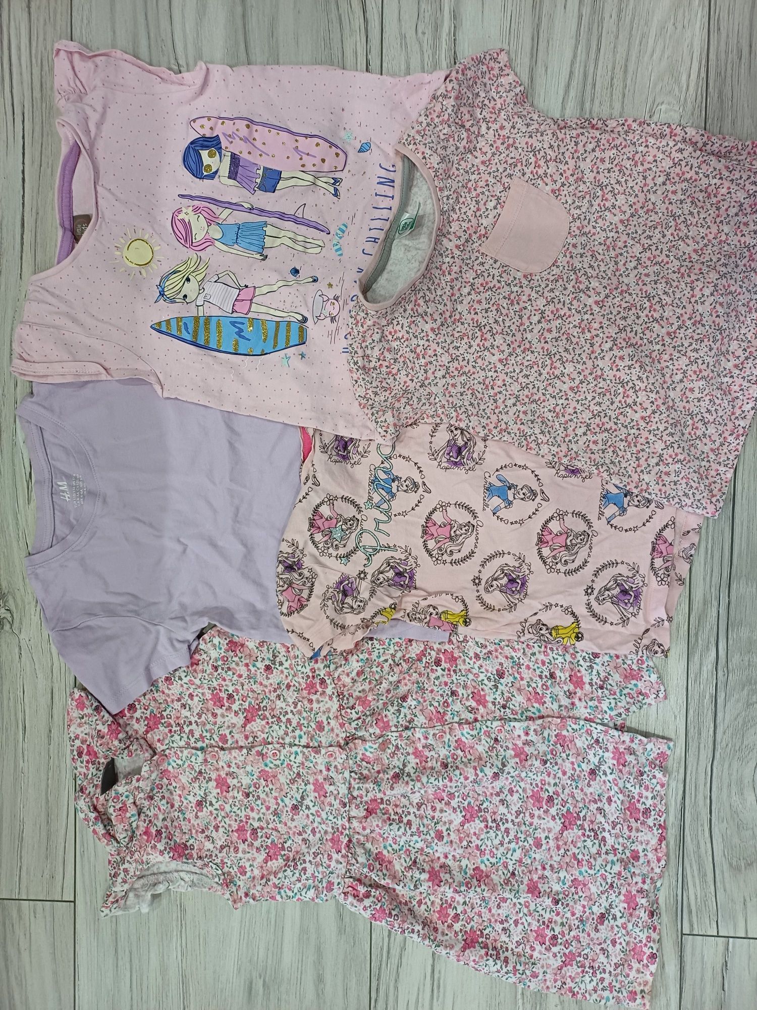 Zestaw lato dziewczynka rozm 110, h&m, sukienka, spódniczka, koszulka