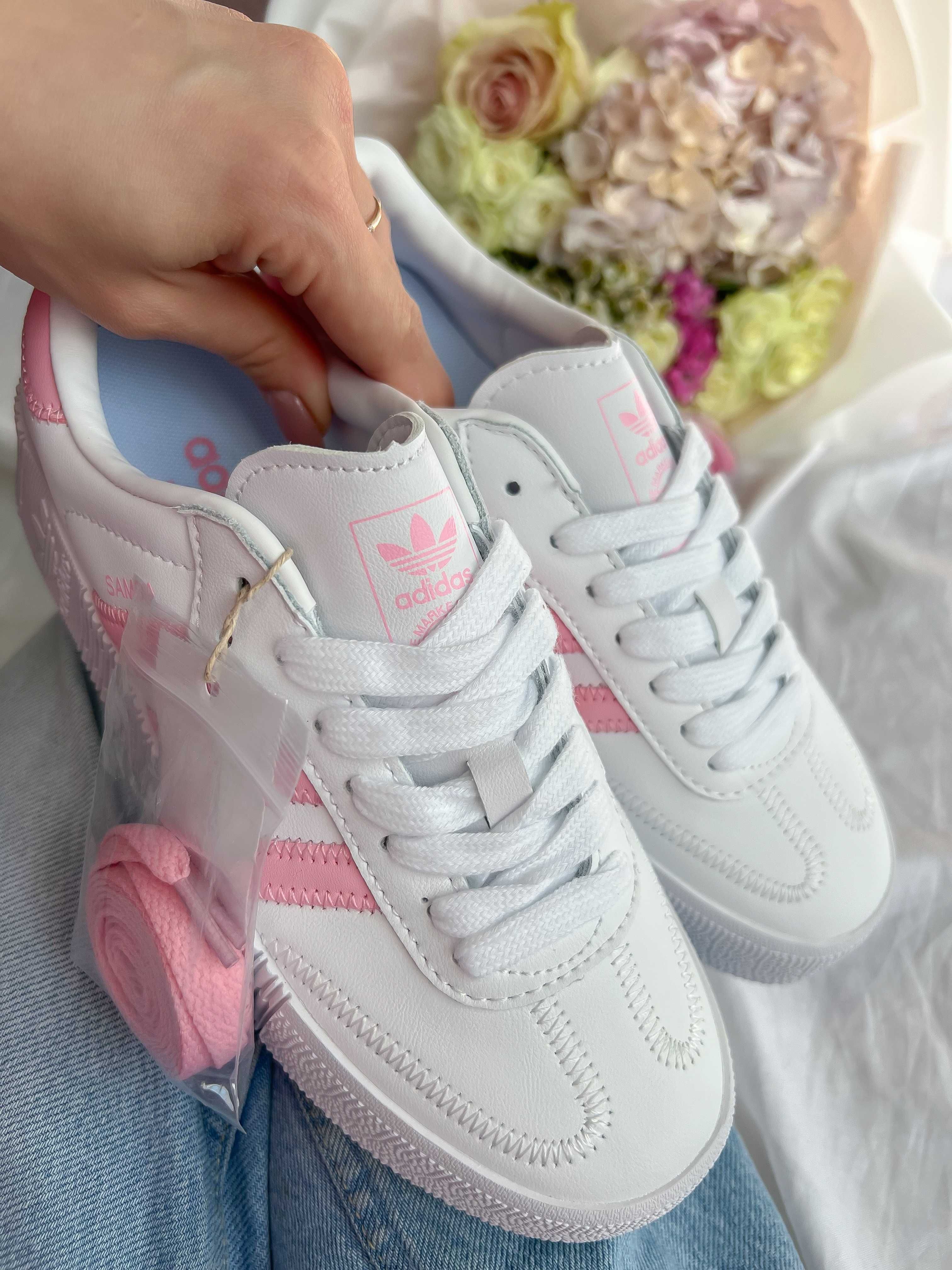Кросівки Adidas Samba White/Pink premium