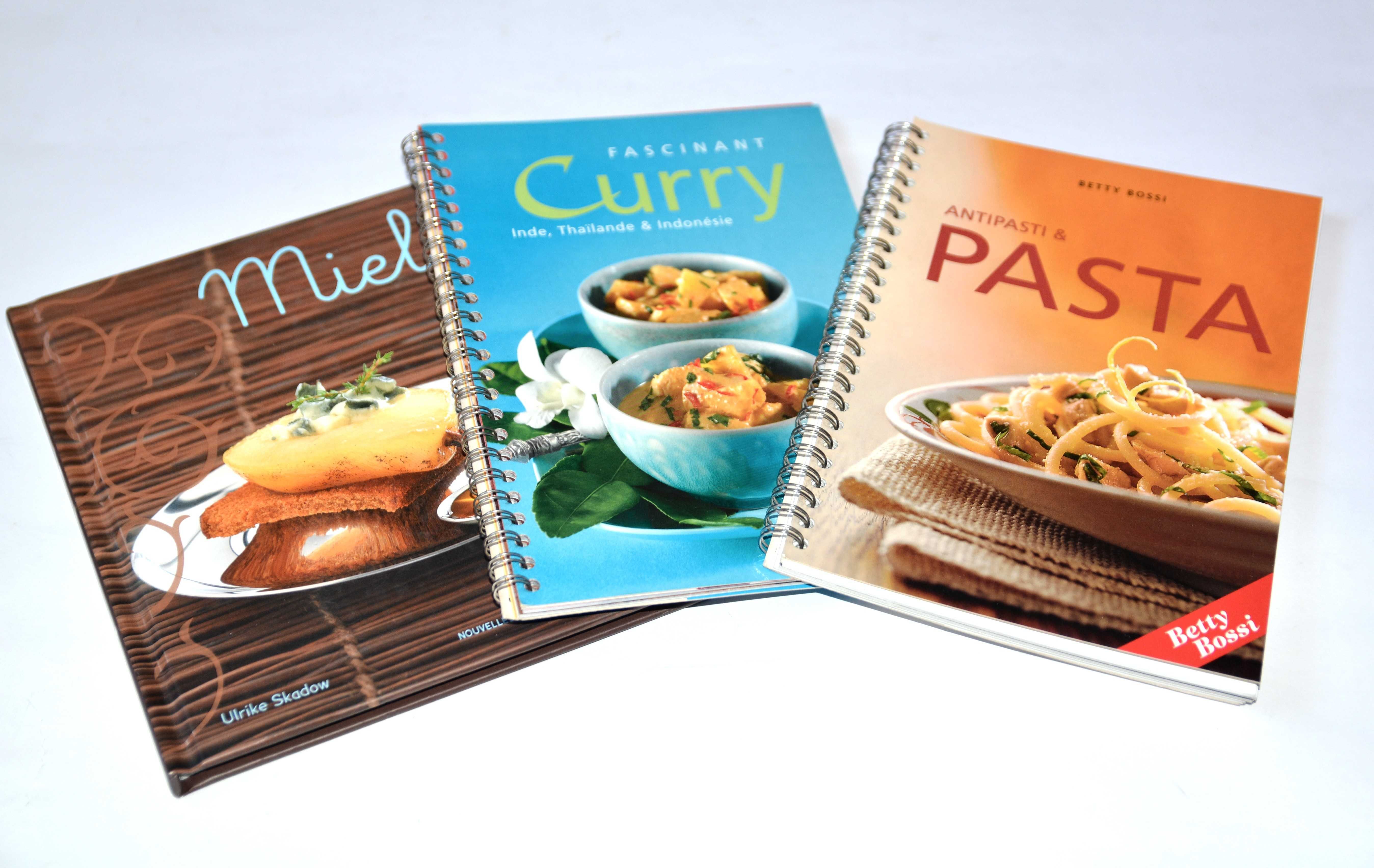 Makarony, miód w kuchni, curry Przepisy po francusku 3 książki