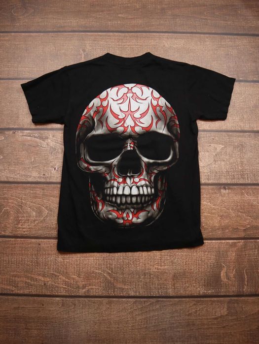 Vintage Retro Y2k black tshirt skull czarna koszulka z krótkim rękawem