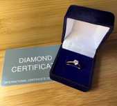 Pierścionek zaręczynowy z brylantem 0.31 ct, złoto 14k, certyfikat