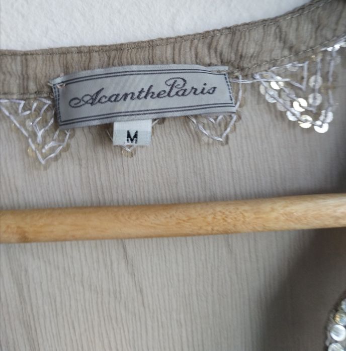 Jedwabna bluzka 100% silk cienka M luźna modna elegancka narzutka