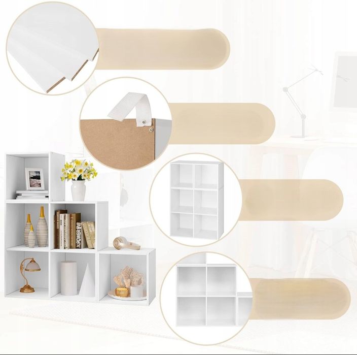 Regał organizer półka wolnostojąca 6 przegródek regał kostkowy Biały