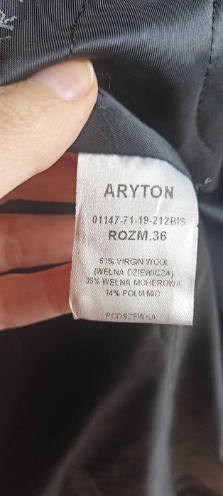 Aryton wełniany zimowy płaszcz S