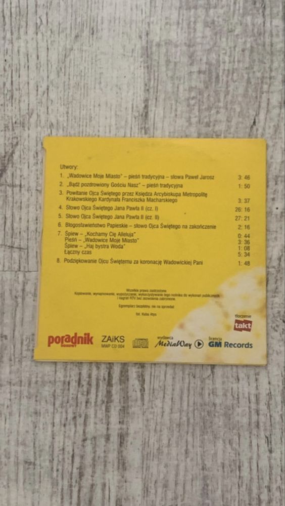 Płyty CD Jan Paweł II Piotr Rubik
