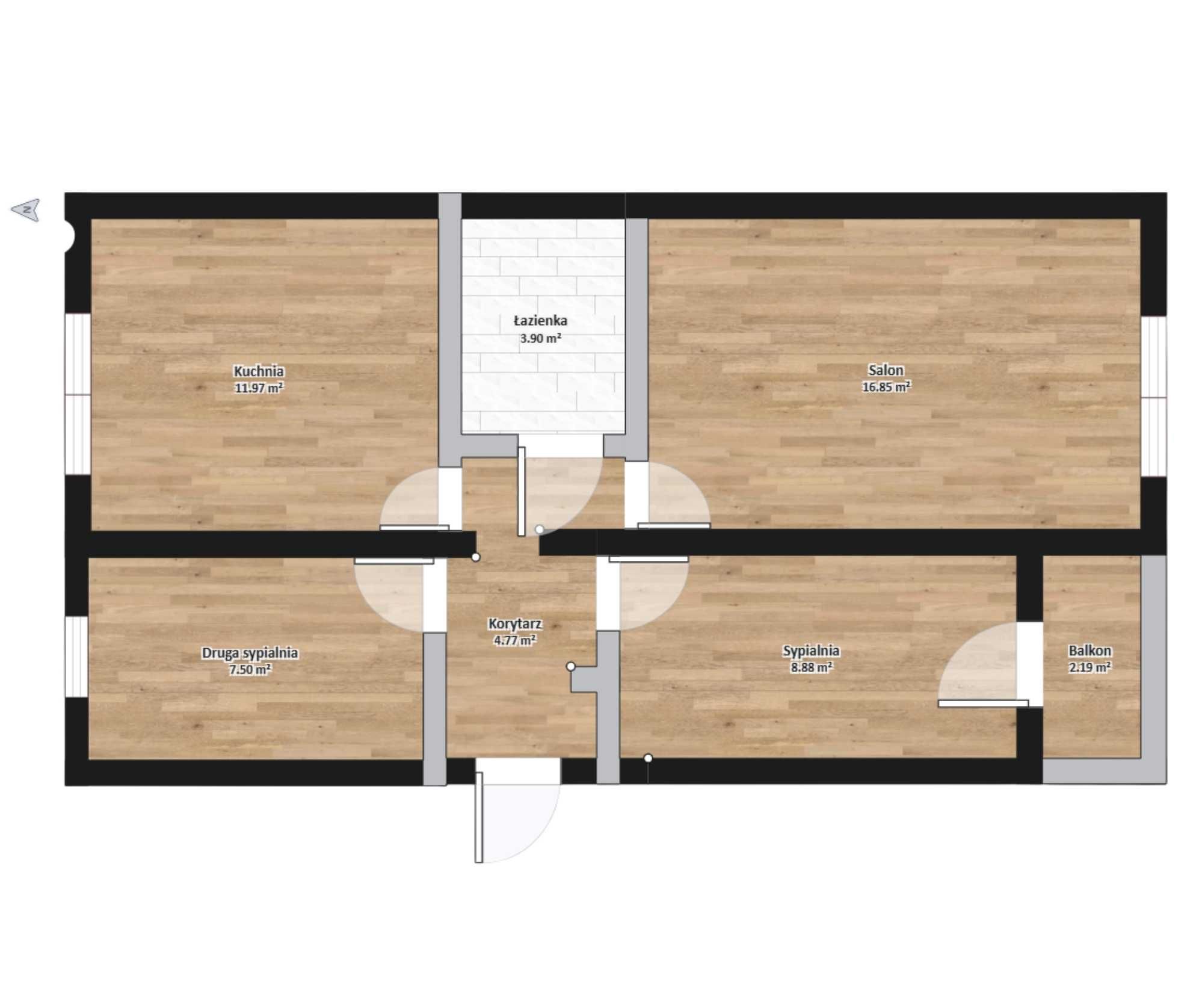 3-pokojowe mieszkanie 53,75m² + 2 piwnice 16,78m², parter - Niećkowo