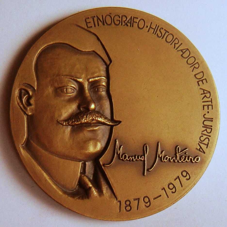 Medalha de Bronze Etnógrafo Historiador Arte Jurista Manuel Monteiro