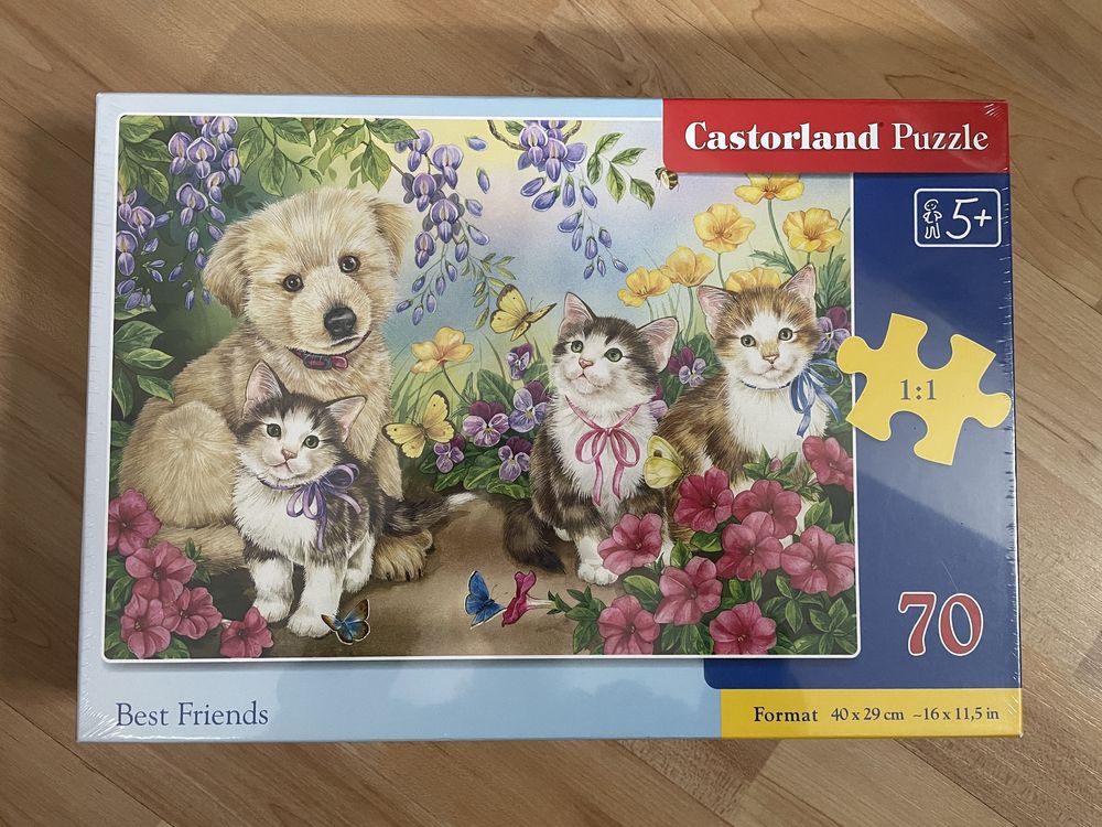 NOWE. Puzzle +5, 70 elementow. Koty, kotki, pies, poesek, szczeniak