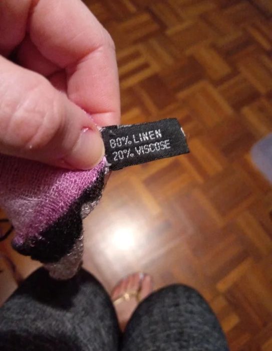 Lenço cachecol riscas rosa preto de linho Vintage