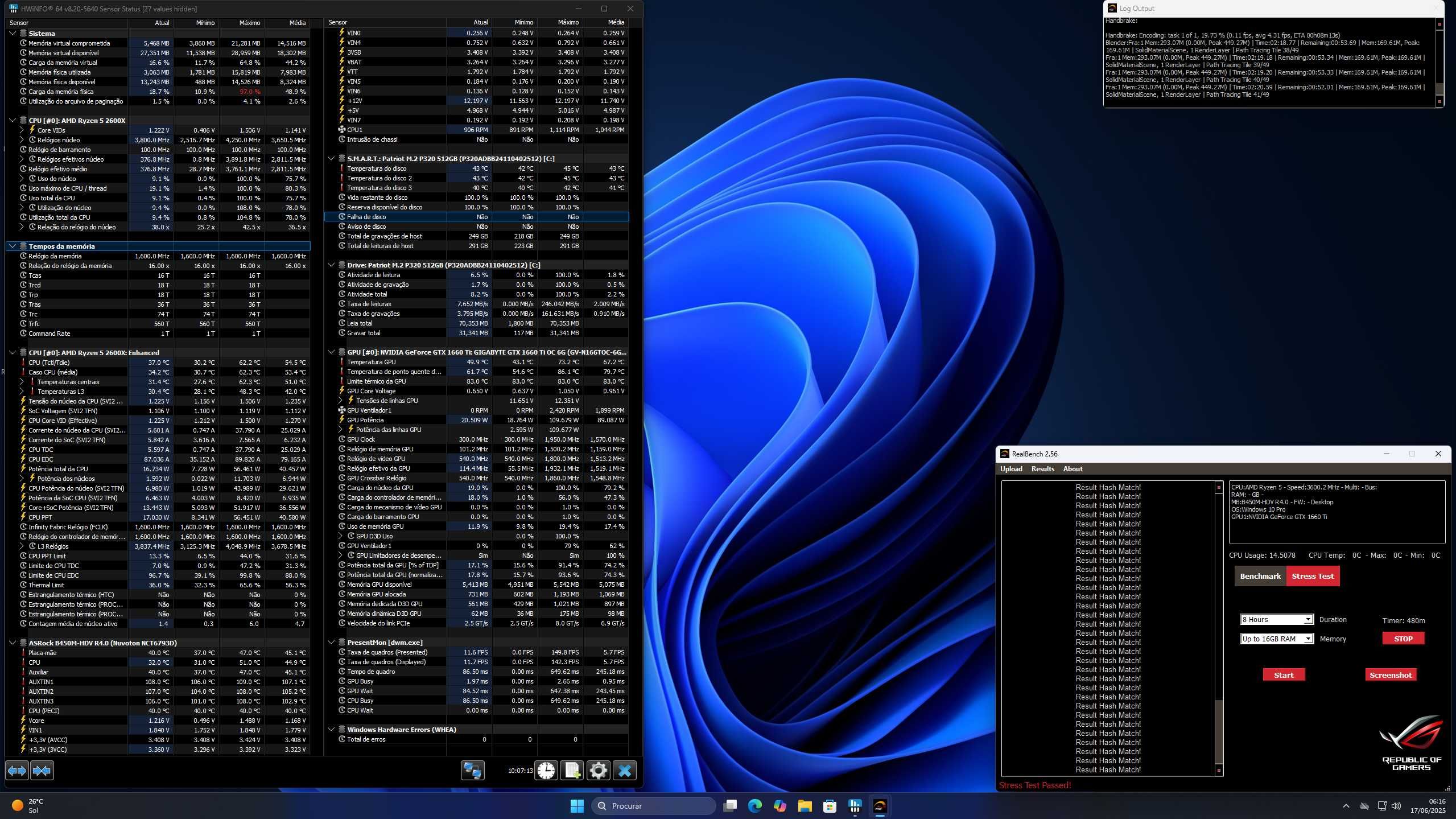 PC Gaming Ryzen 2600X 4GHz / GTX 1660 Ti 6GB / 16GB 3200 / RGB / NVMe