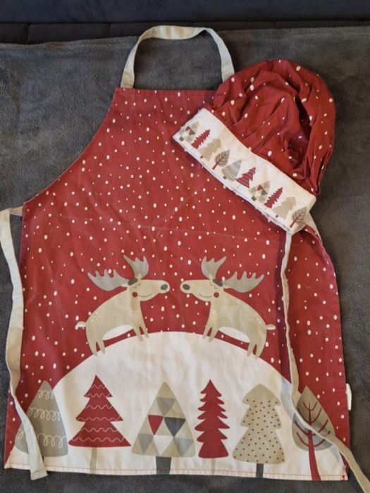 Fartuch i czepek kucharski świąteczny dla dziecka