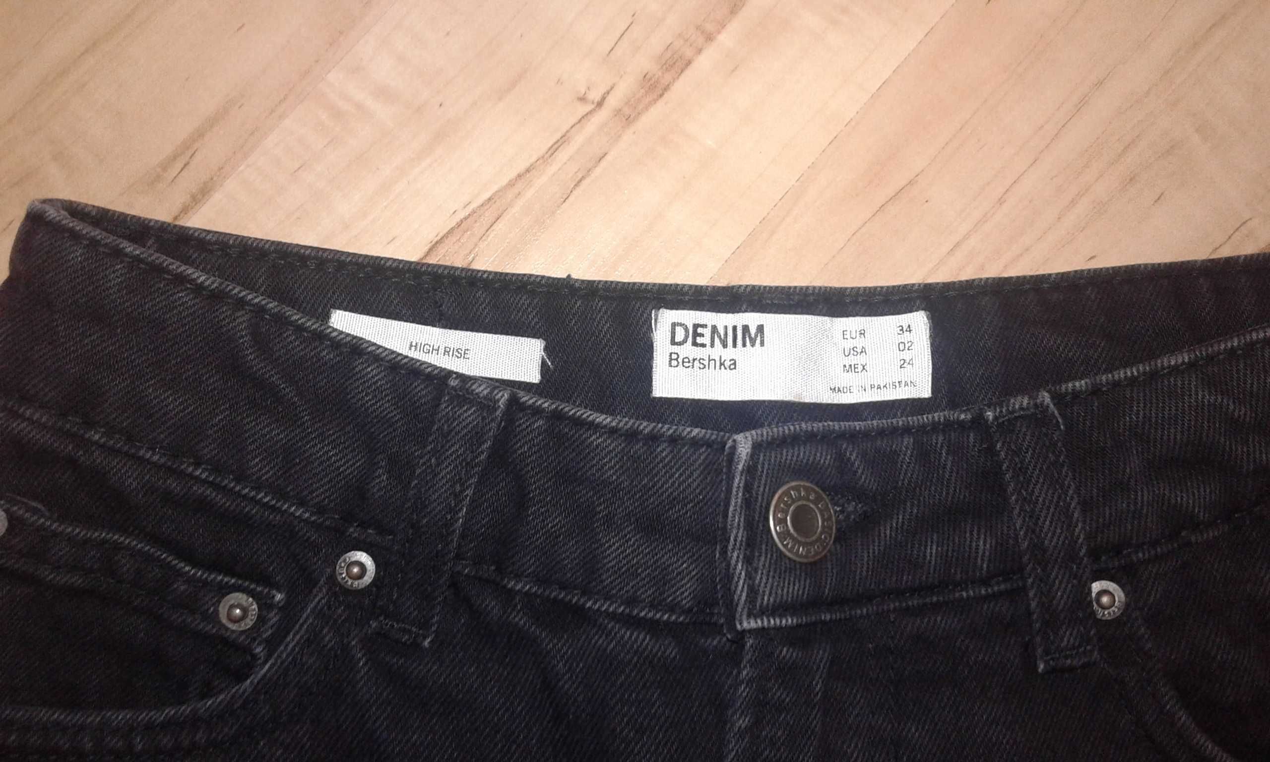 Bershka jeansowe spodenki z wysokim stanem idealne 34