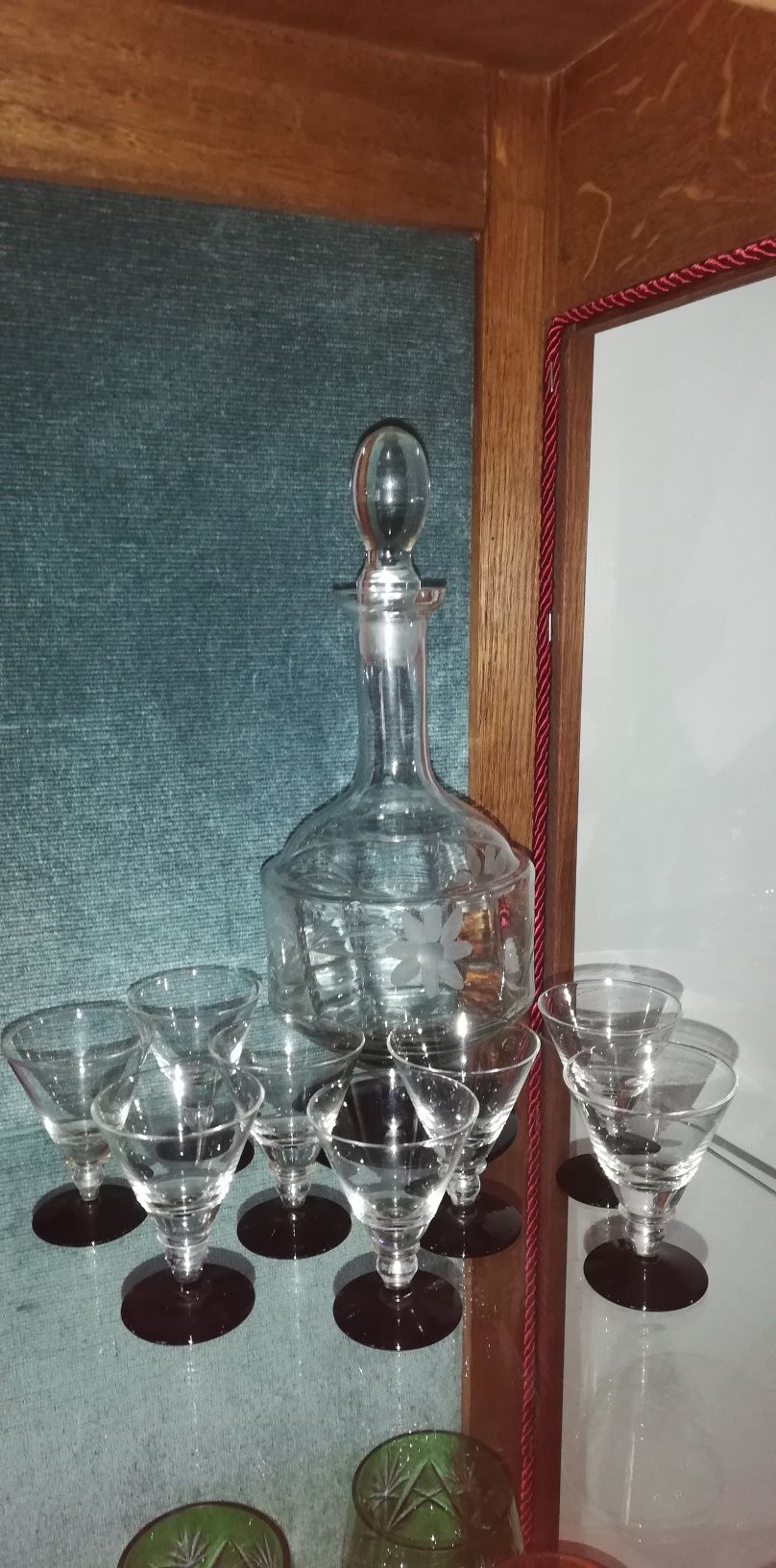 Kieluszki z karafka Art.Deco Huta Hortensja antyk