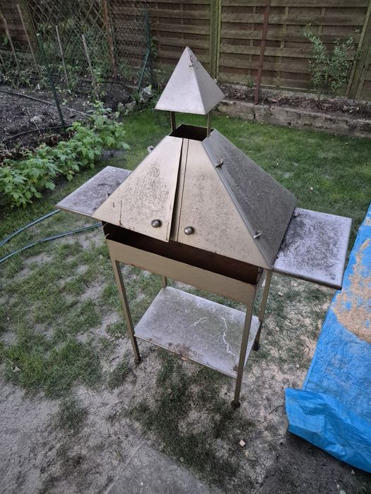 Grill stalowy solidny ciężki blacha 2mm z kominem TANIO!