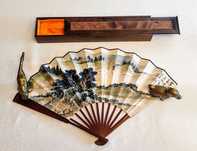 chiński wachlarz Asian Antiques Chinese fan gift Han Tianheng Qingye.