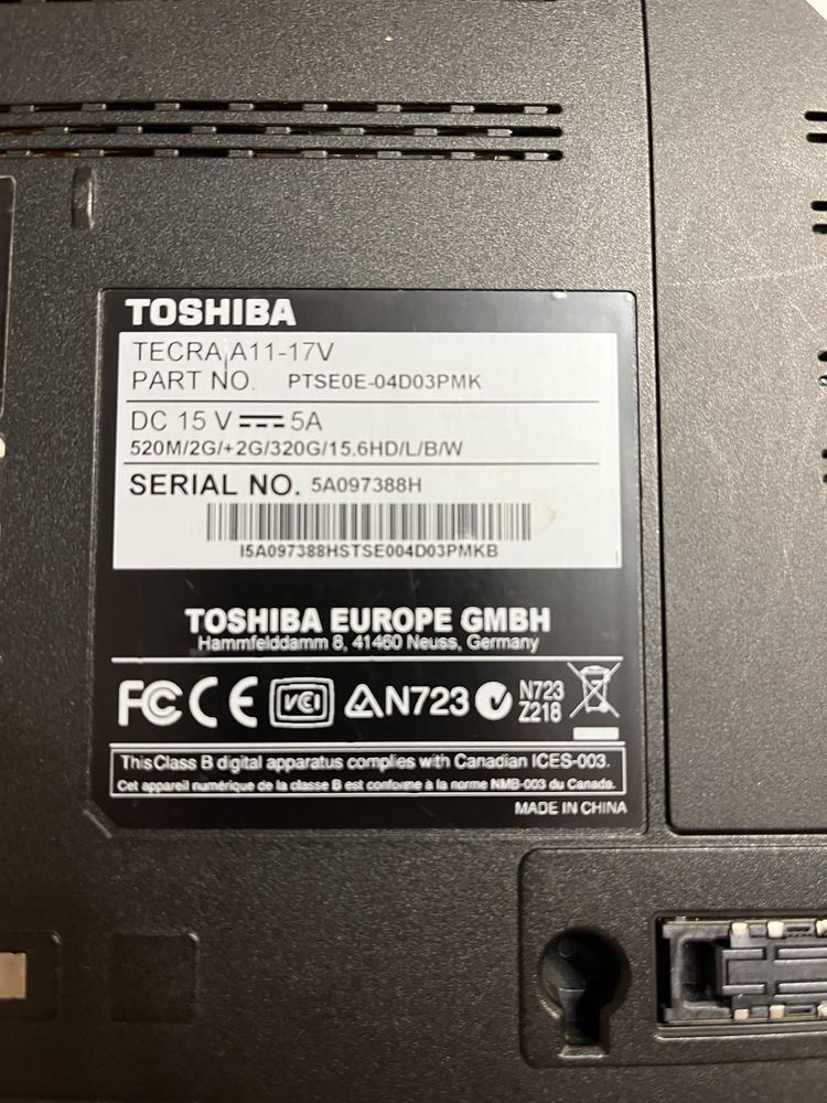 Toshiba Tecra A11 | Intel core i5 | 4GB RAM | 128GB ROM