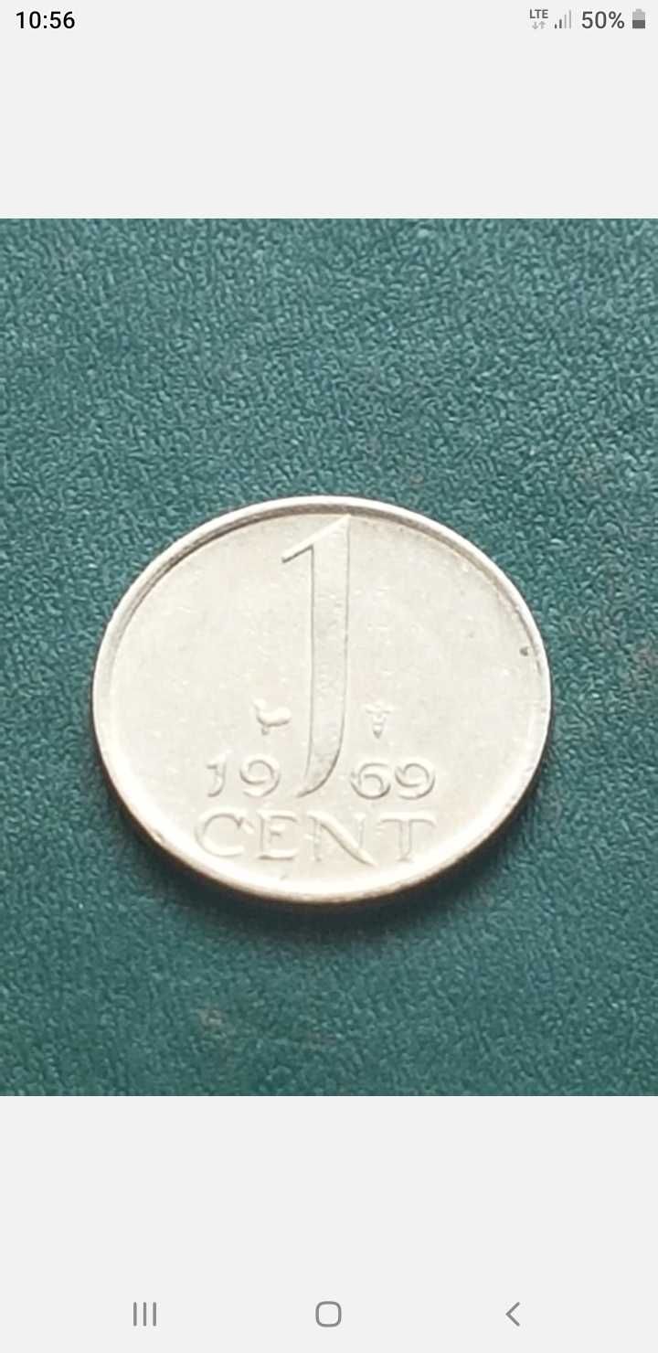 HOLANDII Nederland Pays-Bas 1 cent 1969 ryba Juliana