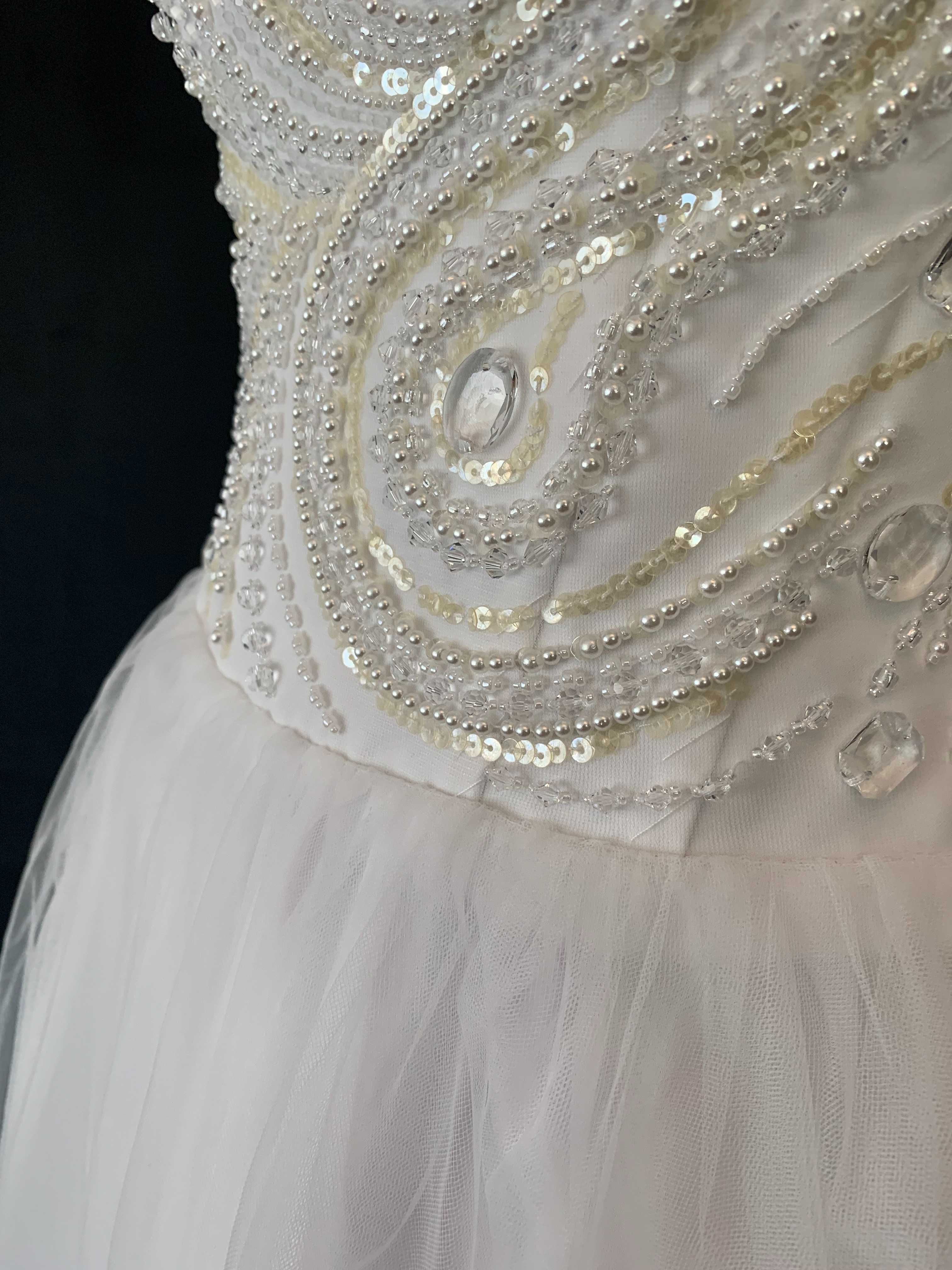 Nowa Zjawiskowa Suknia Ślubna Modna Princessa Księżniczka Gorset 40 L