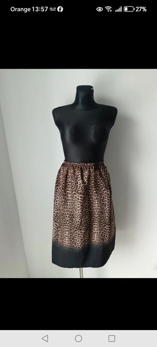 Spódnica długa panterka pantera cętki na gumce rozkloszowana oversize