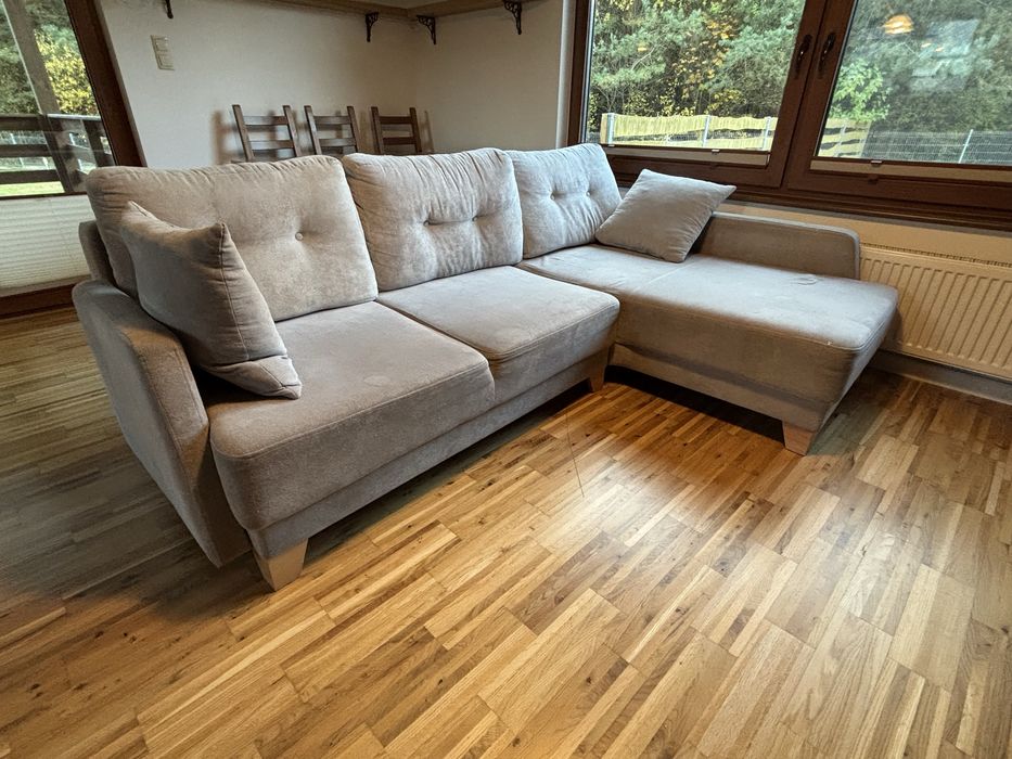 Kanapa narożnik rogówka szara Agata Meble funkcja spania wygodna