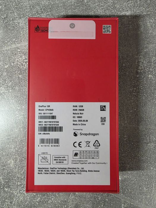 OnePlus 13R 12/256gb, black, EU